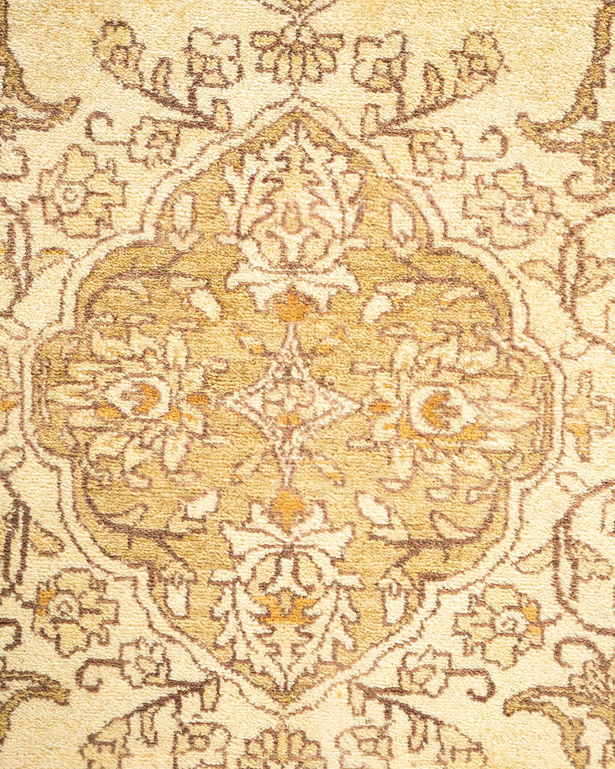 XXIe siècle et contemporain Tapis traditionnel vert moghol unique fait main, unique en son genre en vente