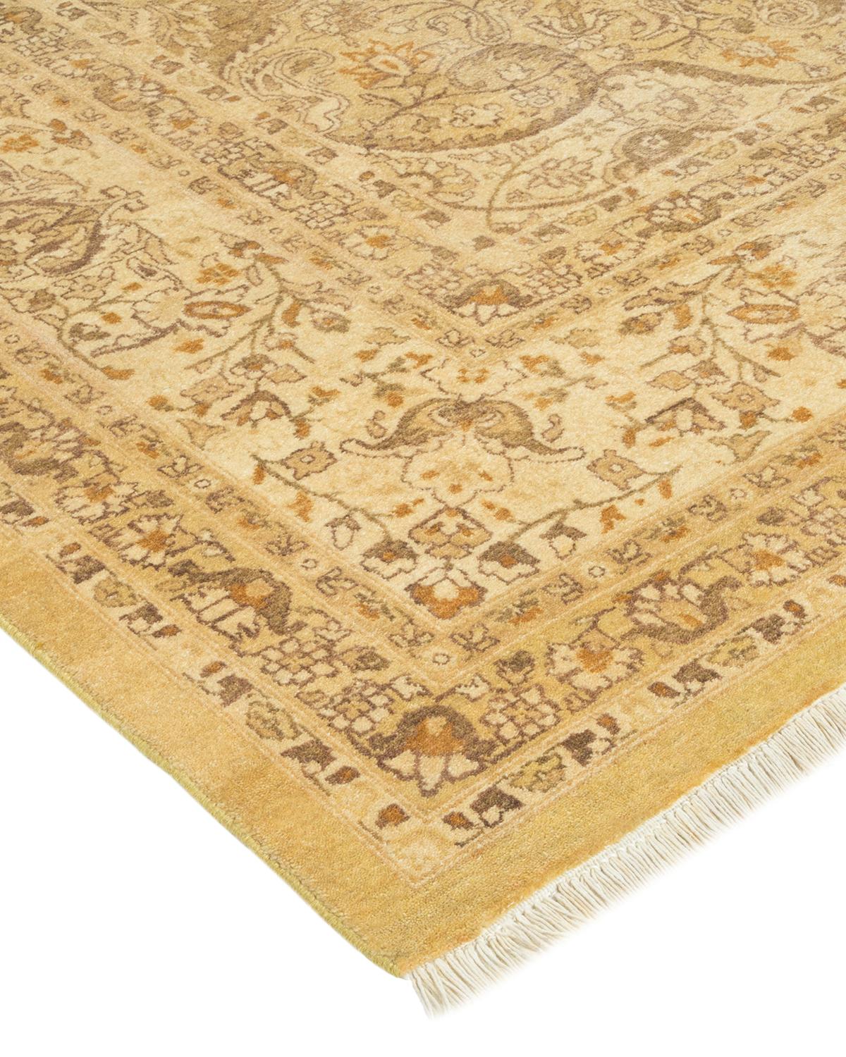 XXIe siècle et contemporain Tapis traditionnel Mogul vert, unique en son genre, fabriqué à la main en vente