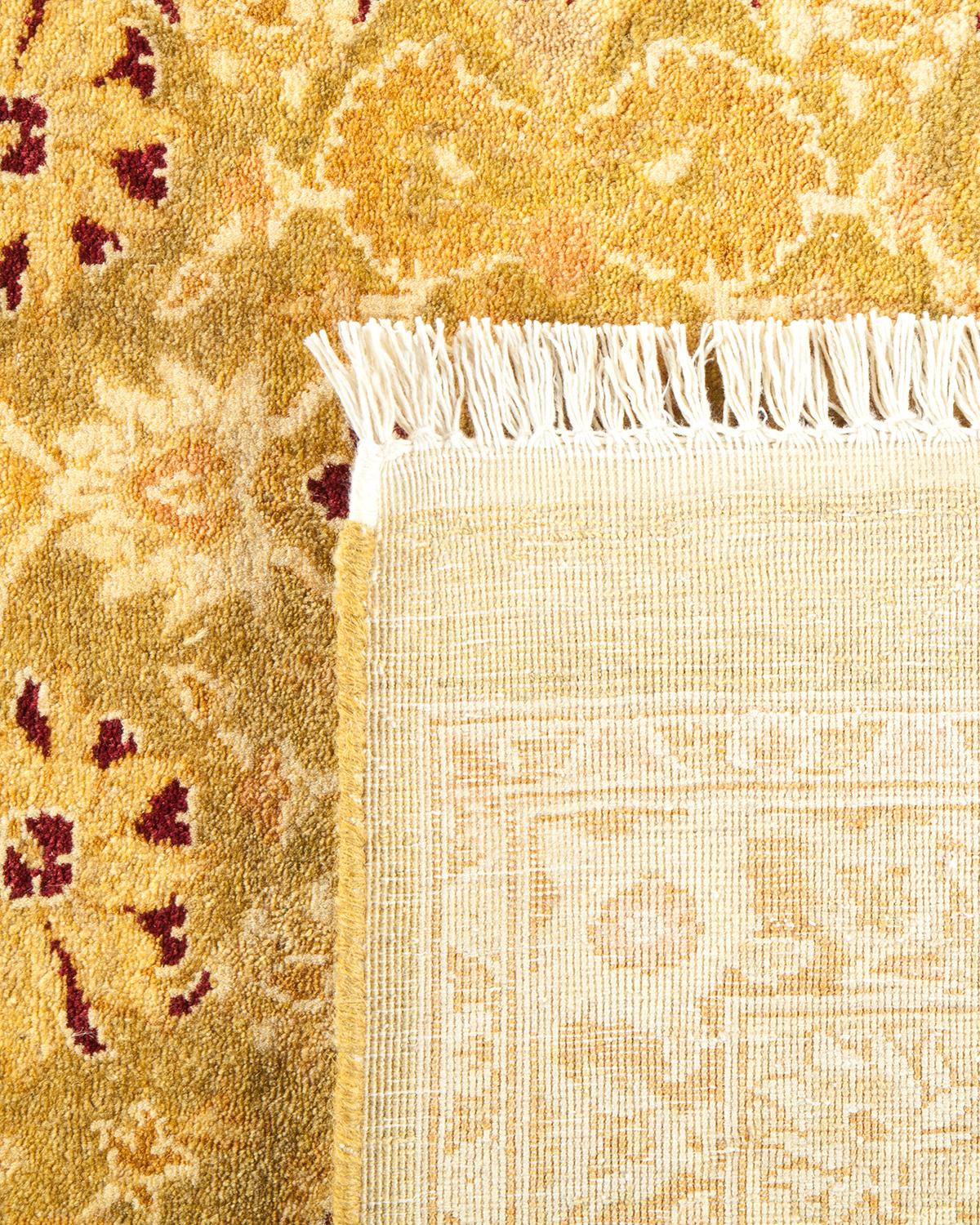 Hand-Knotted One-of-a-kind Hand Made Traditional Mogul Green Area Rug For Sale