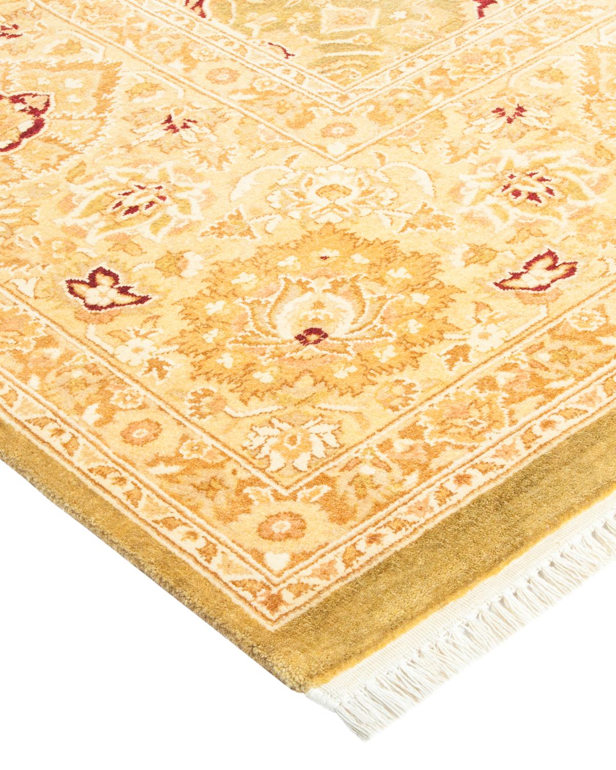 Wool One-of-a-kind Hand Made Traditional Mogul Green Area Rug For Sale
