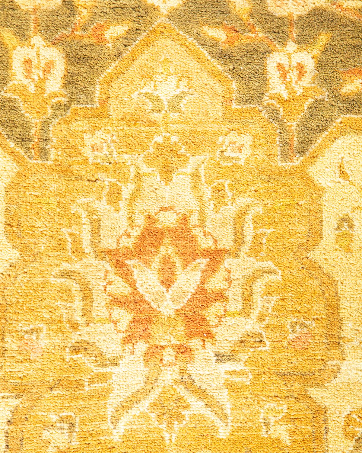 XXIe siècle et contemporain Tapis traditionnel vert moghol unique fait main, unique en son genre en vente