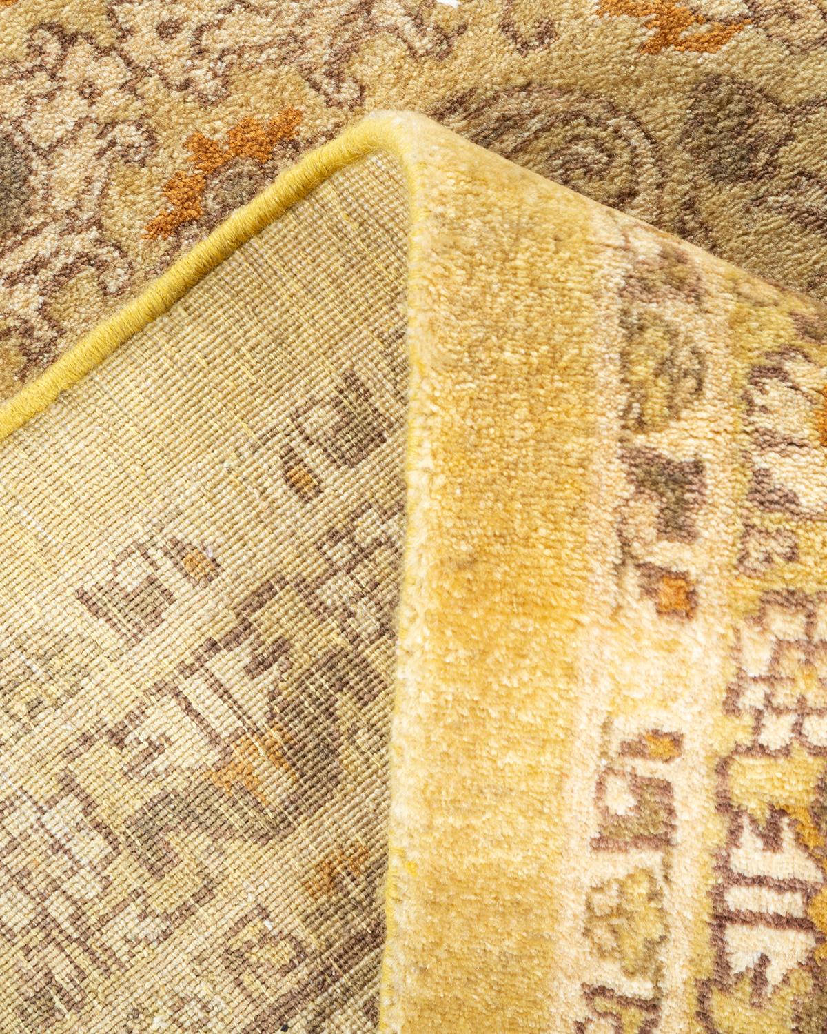 Pakistanais Tapis traditionnel Mogul vert unique fait à la main, unique en son genre en vente