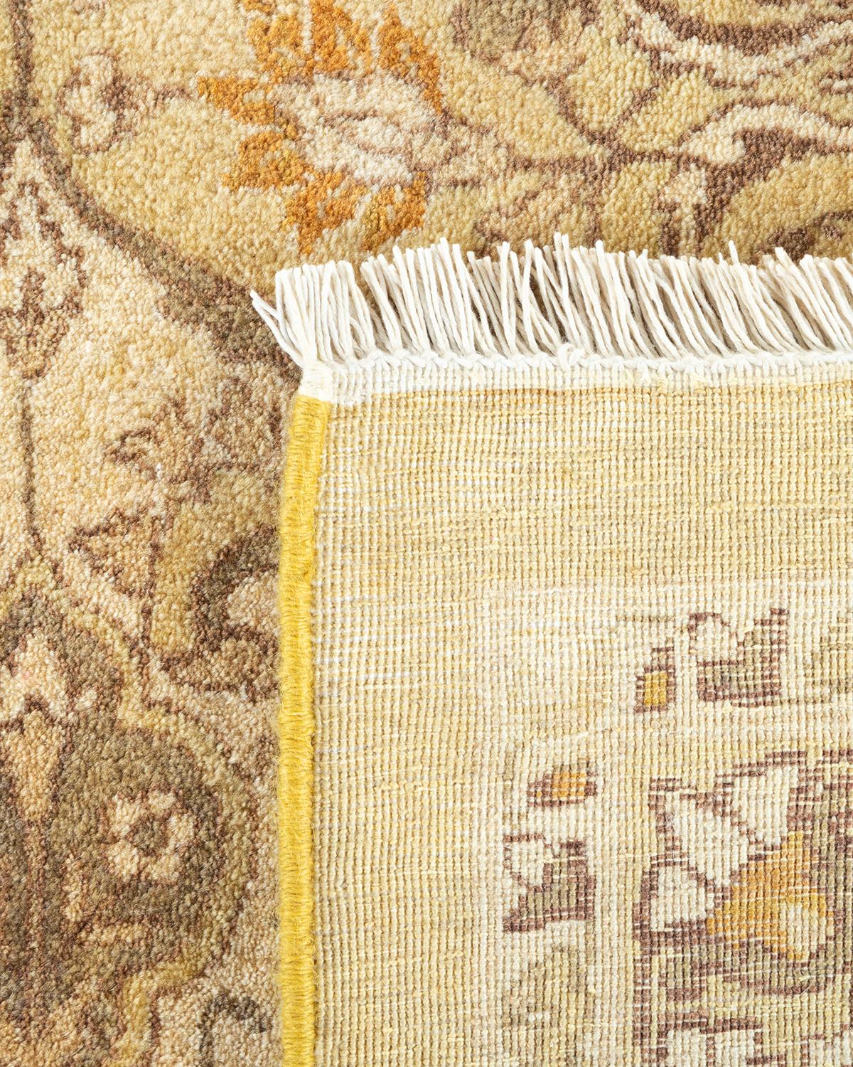 Noué à la main Tapis traditionnel Mogul vert unique fait à la main, unique en son genre en vente