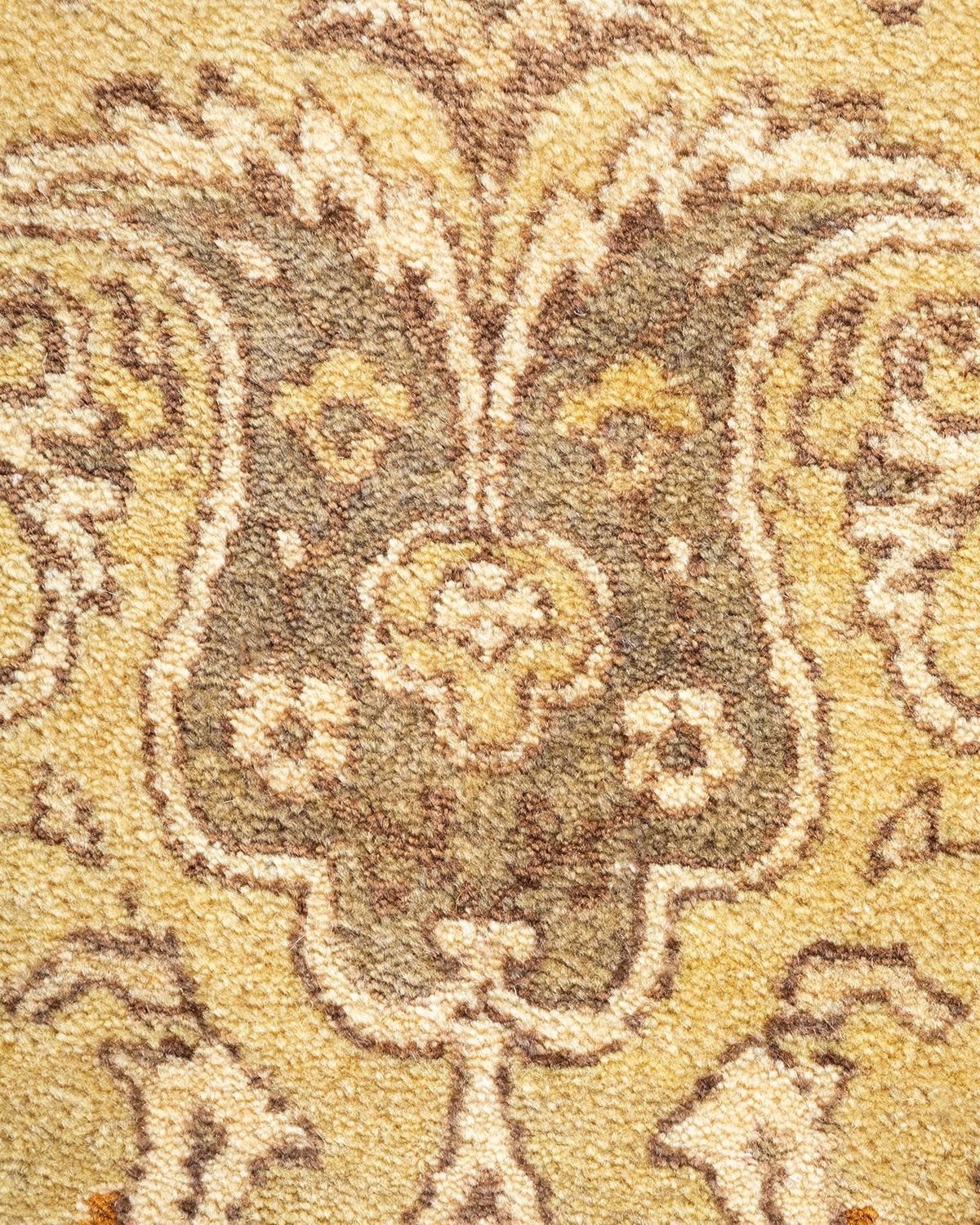 XXIe siècle et contemporain Tapis traditionnel Mogul vert unique fait à la main, unique en son genre en vente
