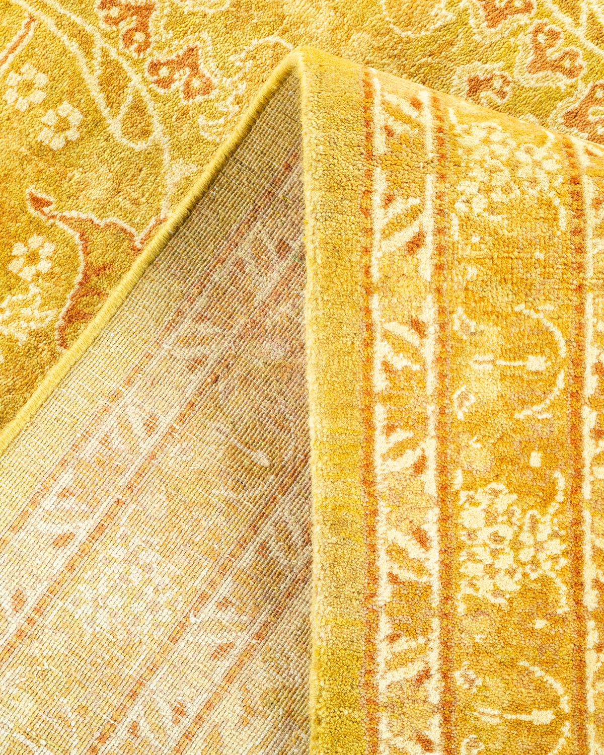 Pakistanais Tapis traditionnel Mogul vert, unique en son genre, fabriqué à la main en vente