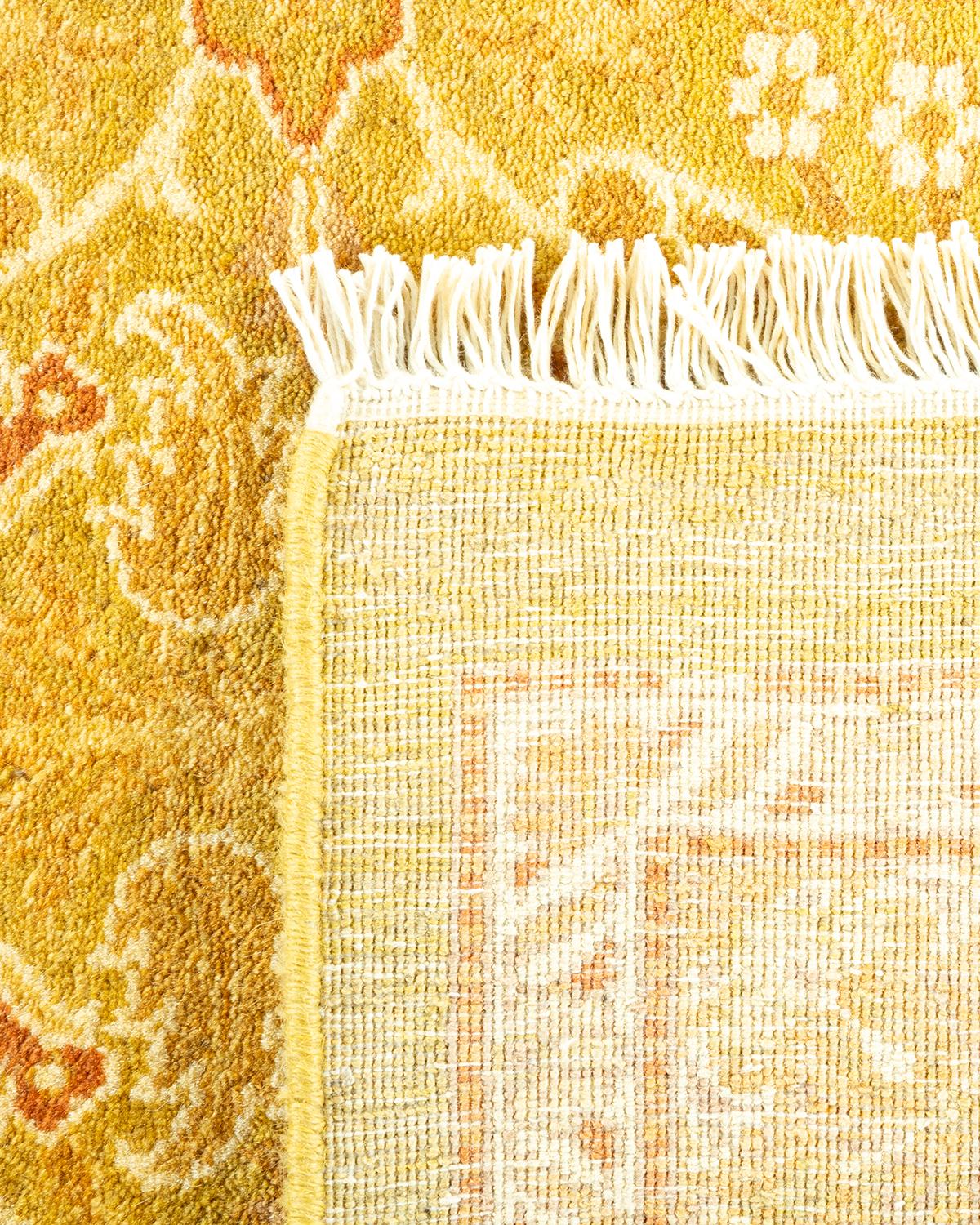 Noué à la main Tapis traditionnel Mogul vert, unique en son genre, fabriqué à la main en vente
