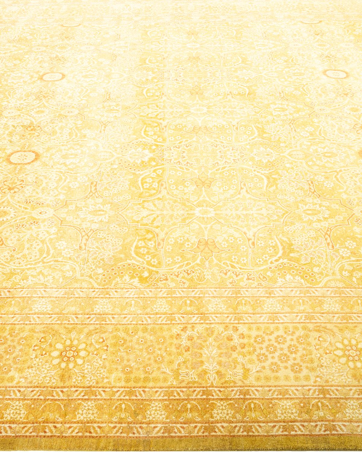 Tapis traditionnel Mogul vert, unique en son genre, fabriqué à la main Neuf - En vente à Norwalk, CT