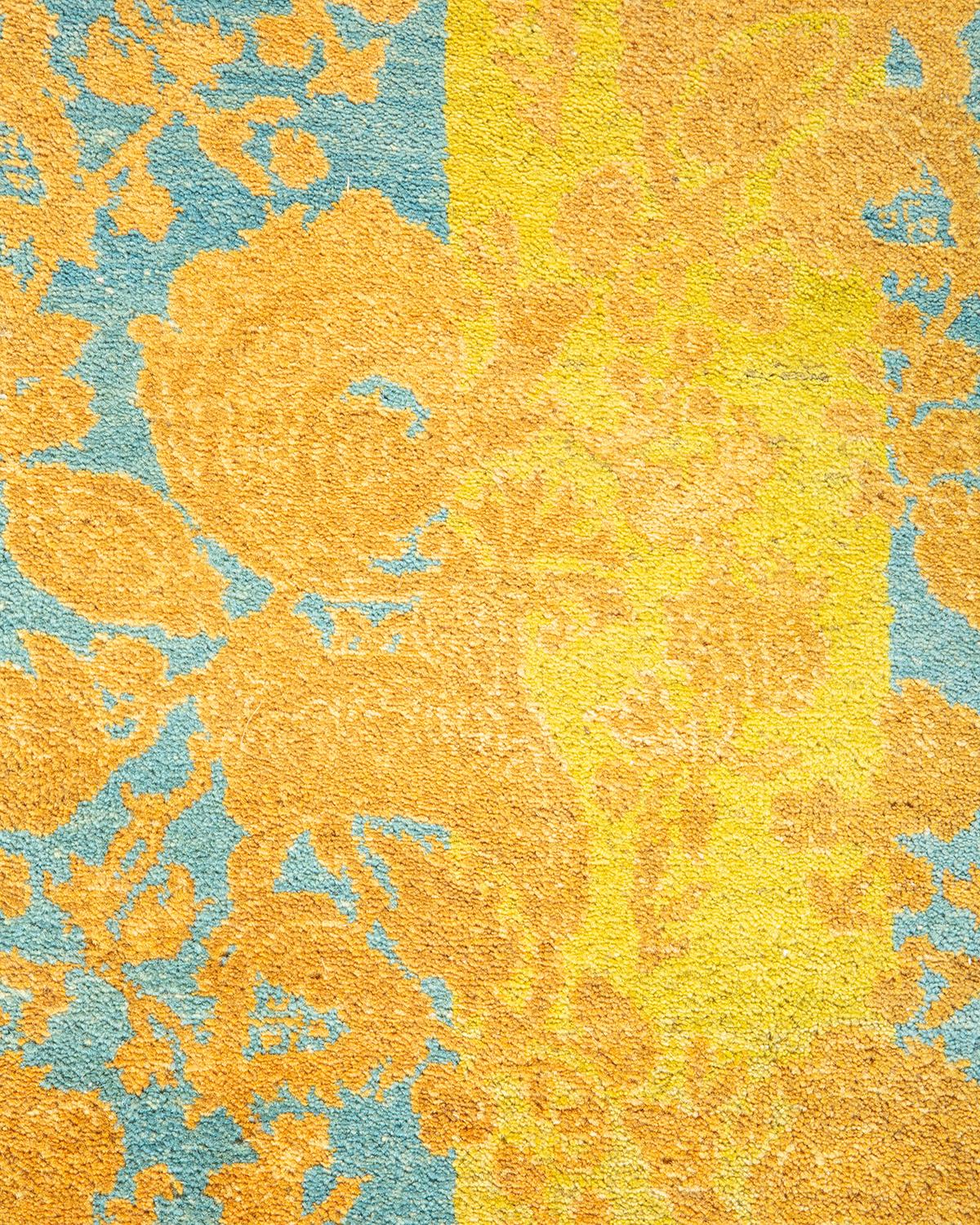 Tapis traditionnel Mogul vert, unique en son genre, fabriqué à la main en vente 1