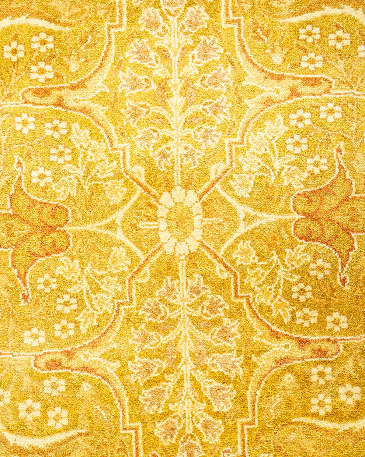 XXIe siècle et contemporain Tapis traditionnel Mogul vert, unique en son genre, fabriqué à la main en vente