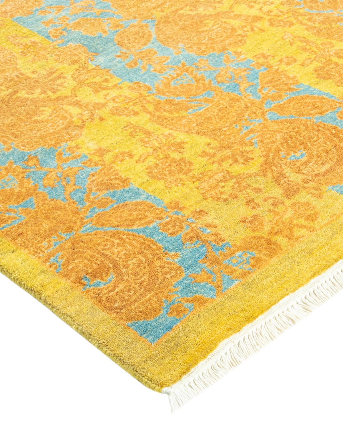 Tapis traditionnel Mogul vert, unique en son genre, fabriqué à la main en vente 2