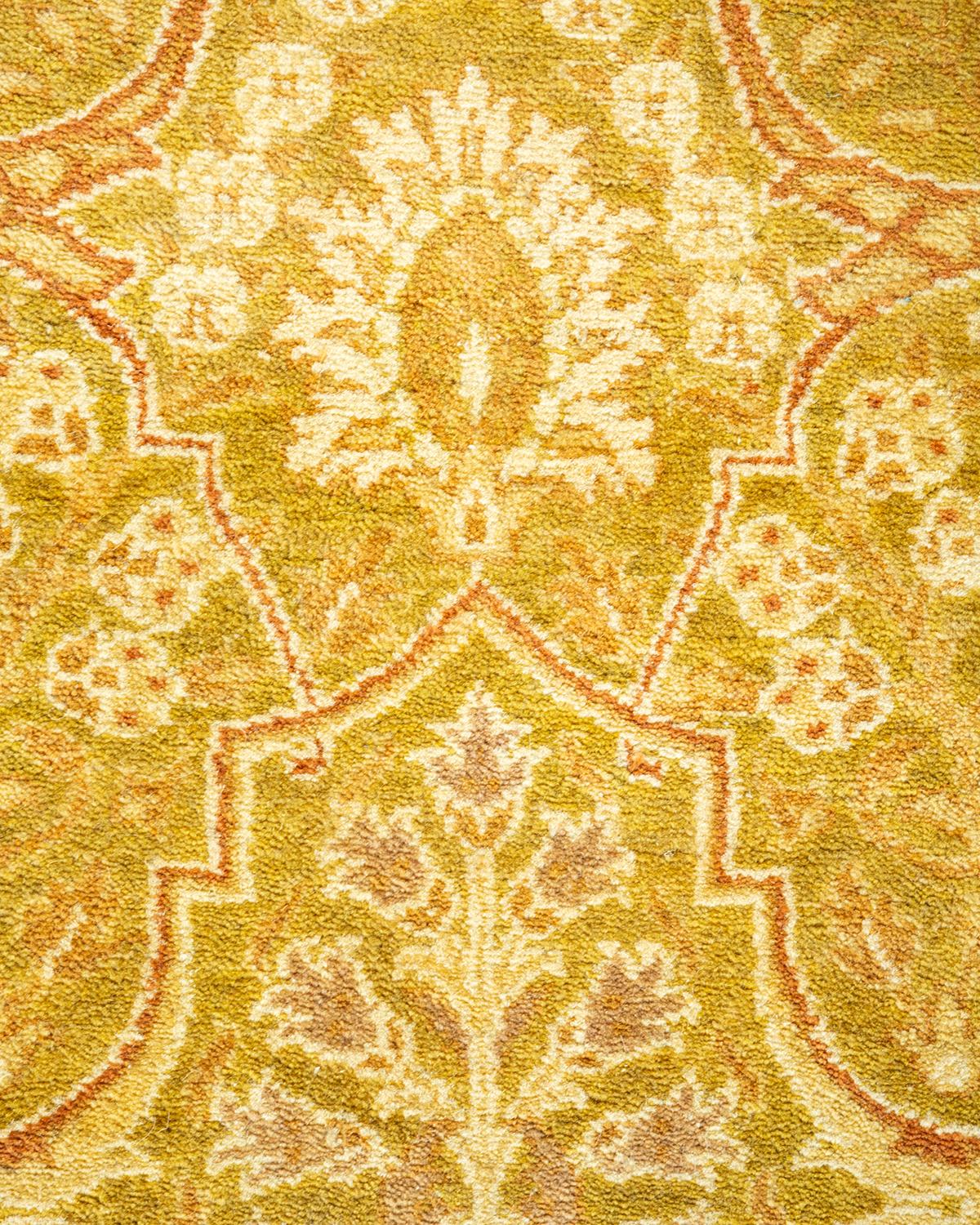 XXIe siècle et contemporain Tapis traditionnel vert moghol unique fait main, unique en son genre en vente