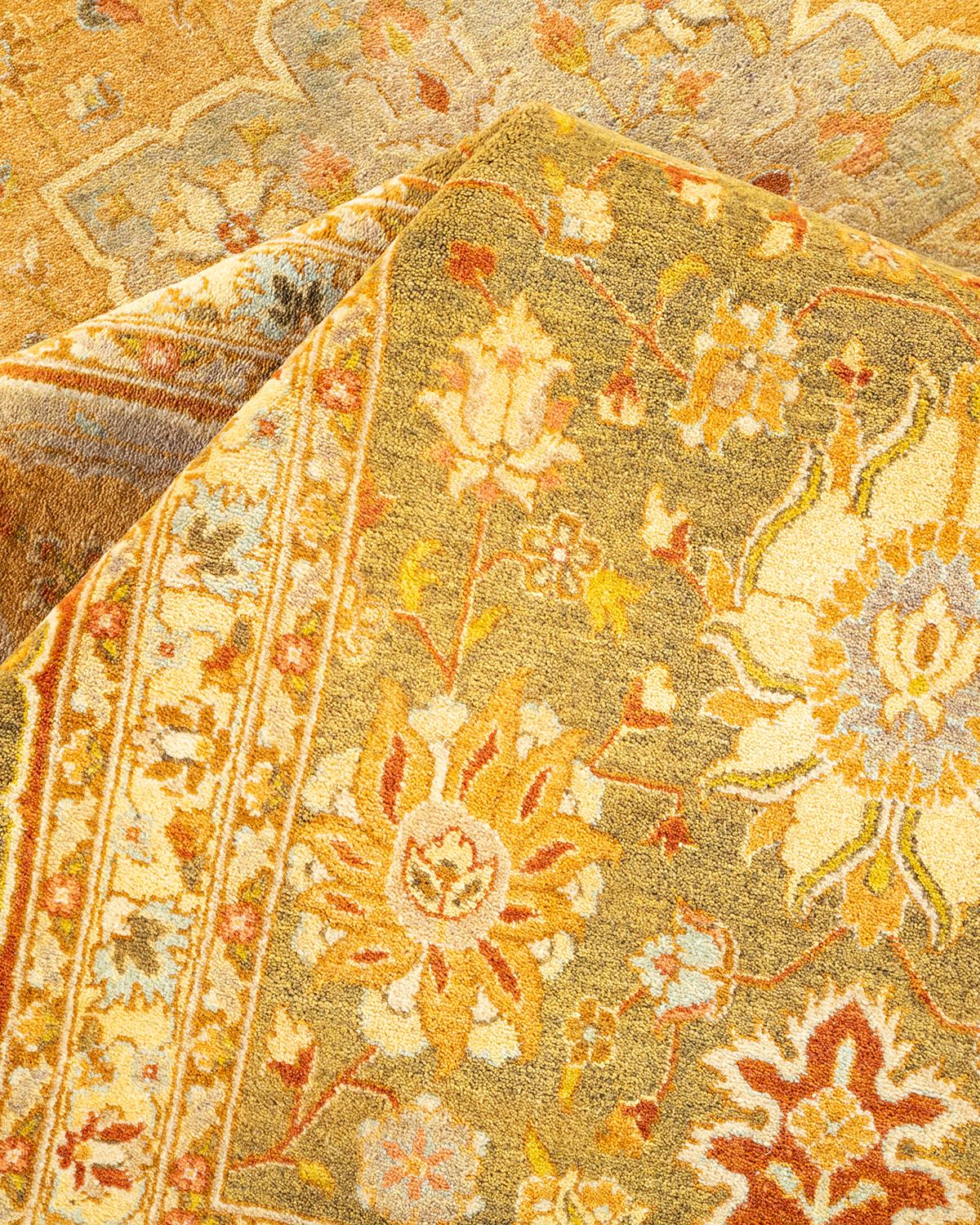 Autre Tapis traditionnel Mogul vert unique fait à la main, unique en son genre en vente