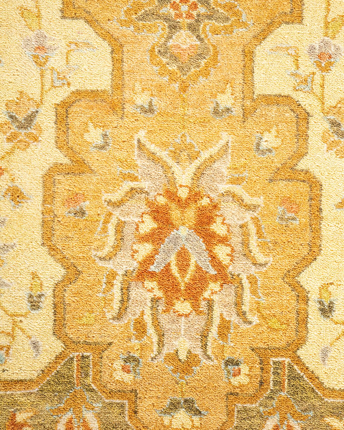 XXIe siècle et contemporain Tapis traditionnel Mogul vert unique fait à la main, unique en son genre en vente