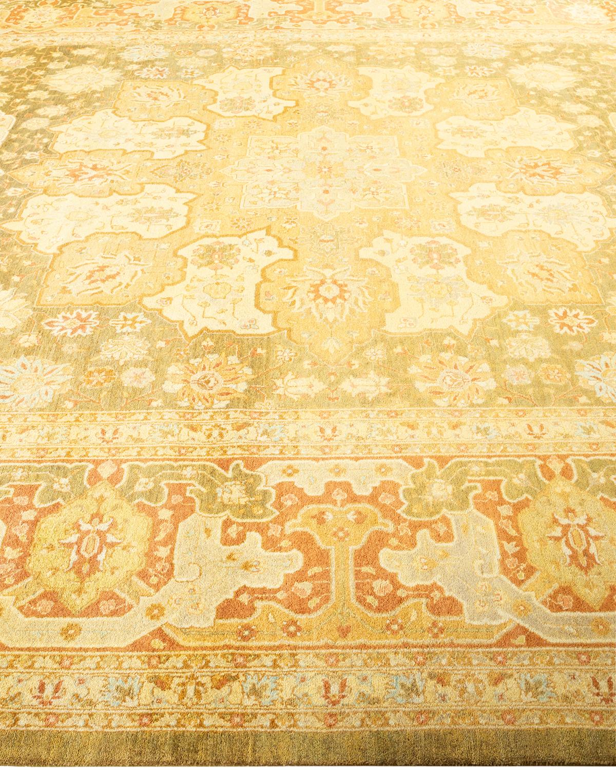 Tapis traditionnel vert moghol unique fait main, unique en son genre Neuf - En vente à Norwalk, CT