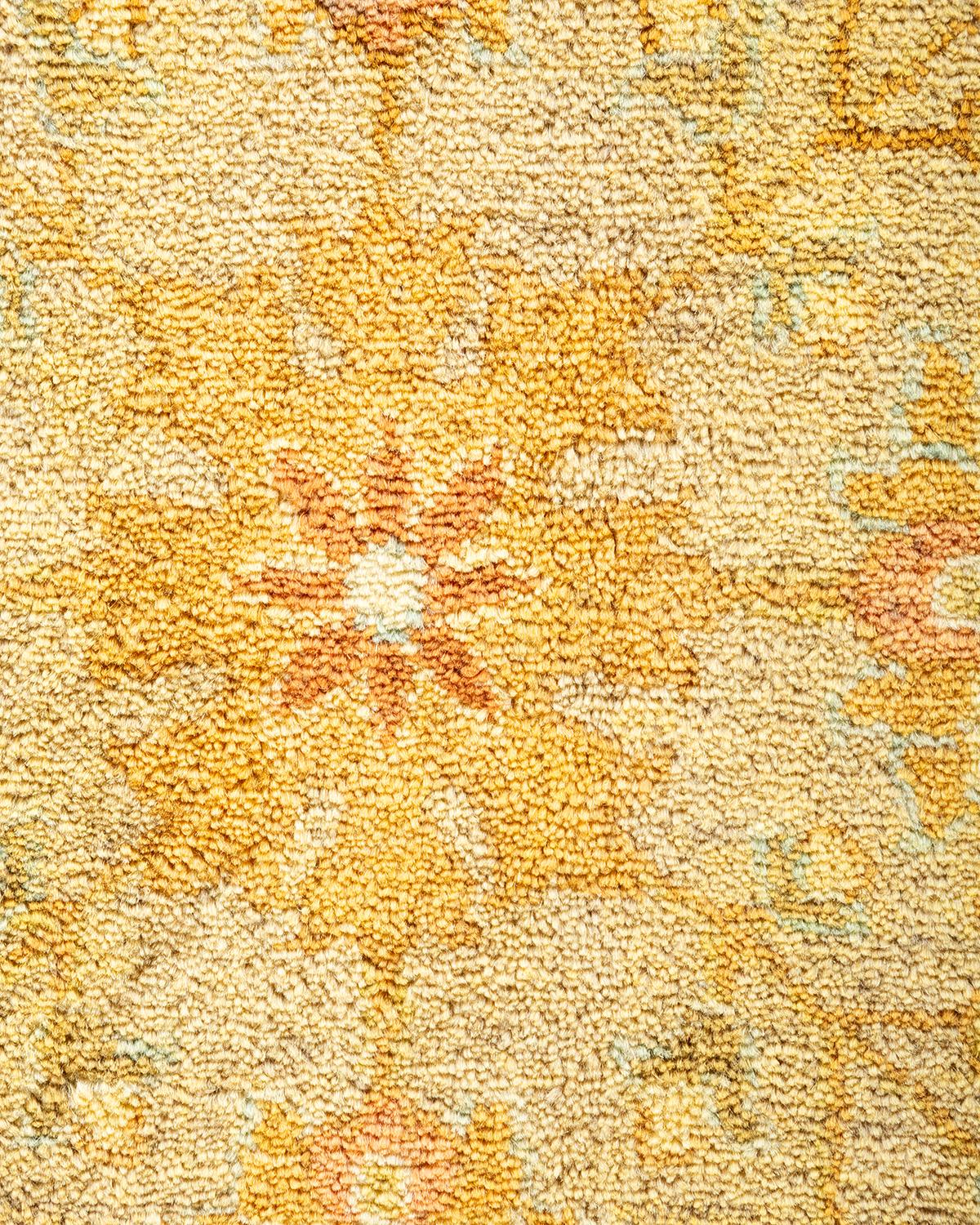XXIe siècle et contemporain Tapis traditionnel vert moghol unique fait main, unique en son genre en vente