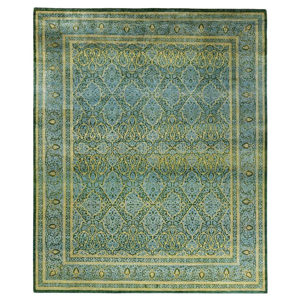 Pakastani Rug Traditional Pakistani Area Rug in Light Sage Green For Sale at 1stDibs