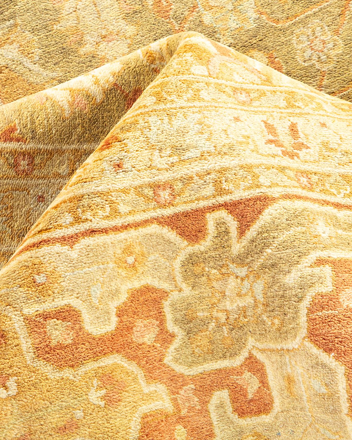 Autre Tapis traditionnel vert moghol unique fait main, unique en son genre en vente