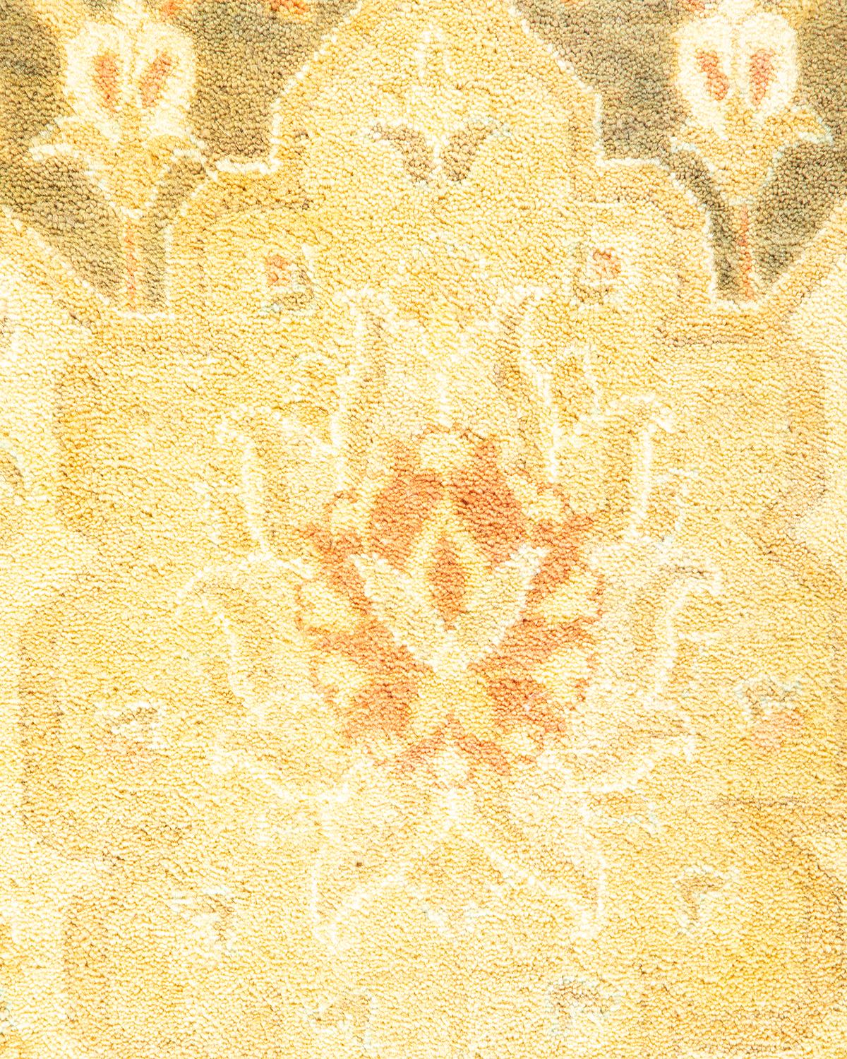 XXIe siècle et contemporain Tapis traditionnel Mogul vert unique fait à la main, unique en son genre en vente