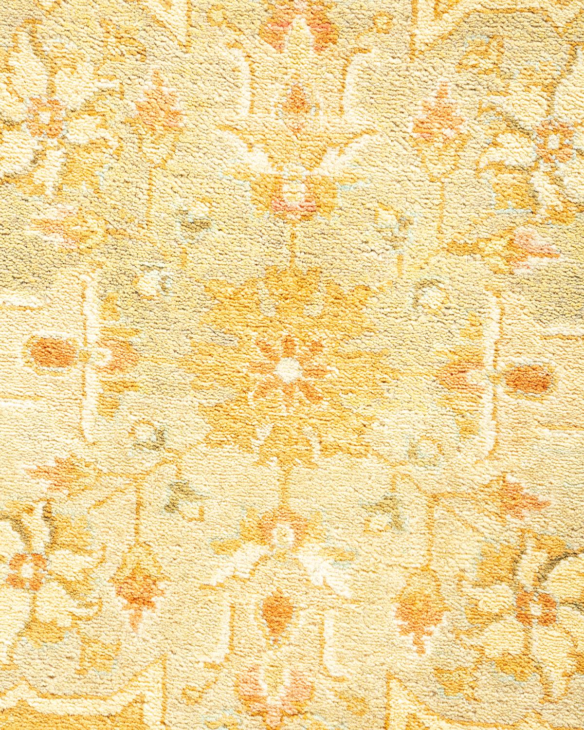 XXIe siècle et contemporain Tapis traditionnel vert moghol unique fait main, unique en son genre en vente