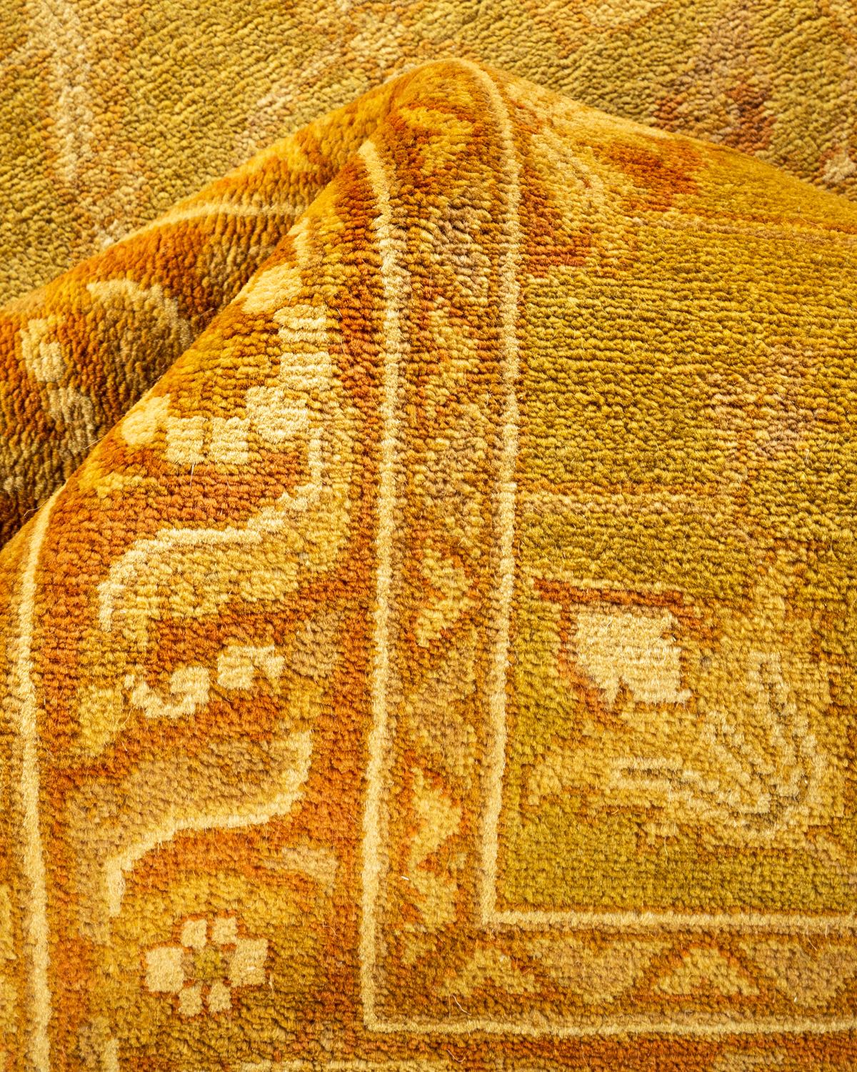 Other One-Of-A-Kind Hand Made Traditional Mogul Green Area Rug For Sale