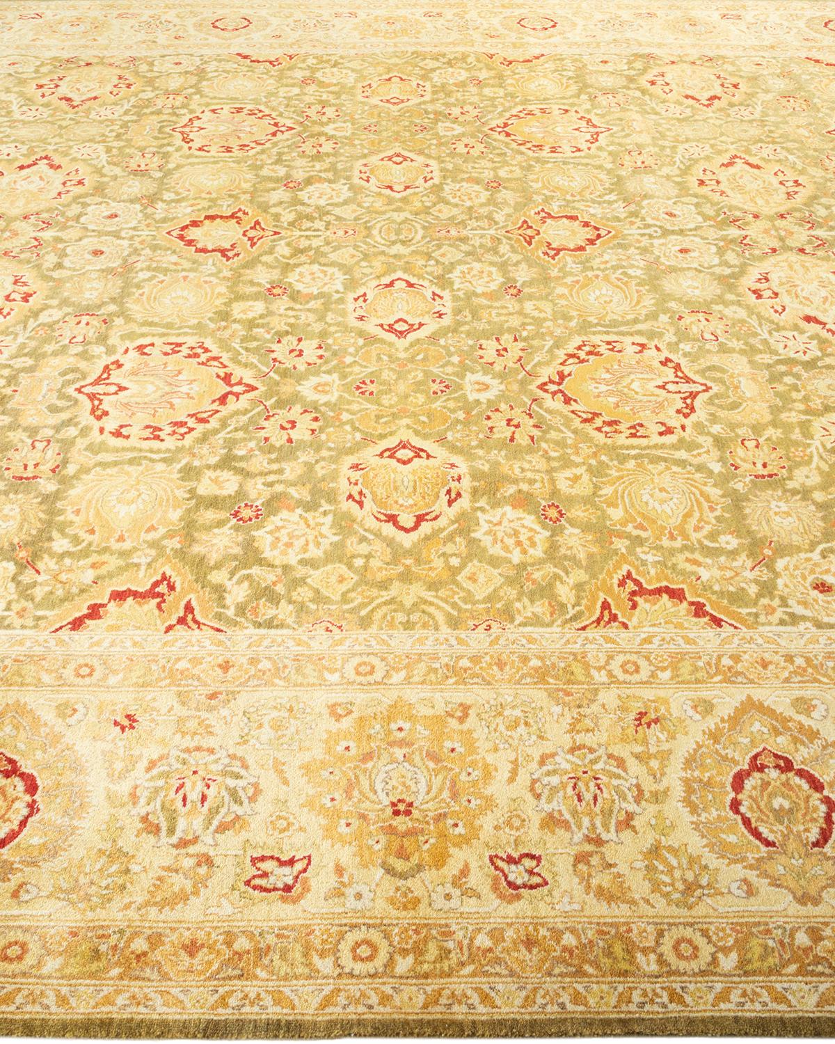 Tapis traditionnel vert moghol unique fait main, unique en son genre Neuf - En vente à Norwalk, CT