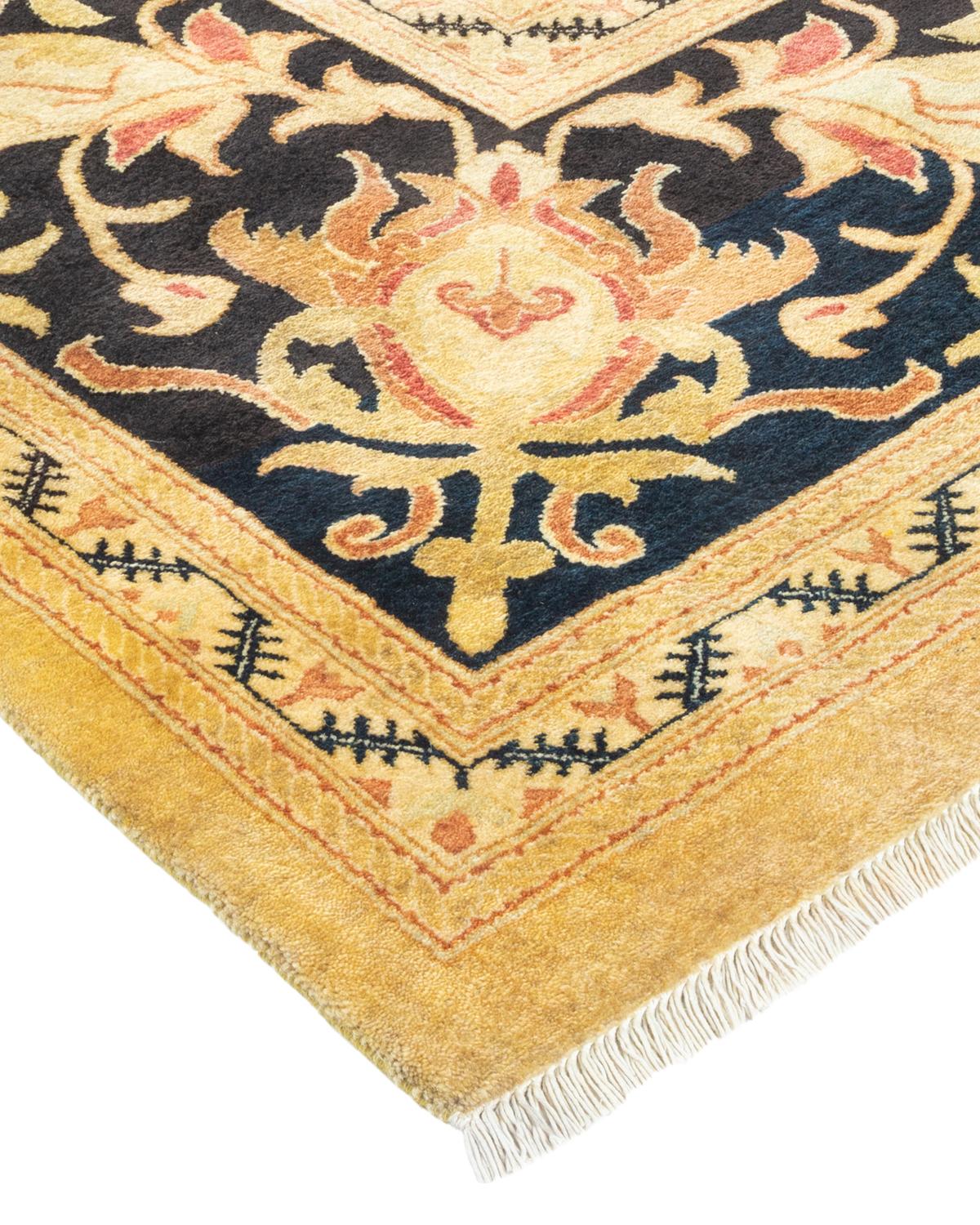 Alfombra tradicional verde Mogul, única en su género, Hand Made Lana en venta
