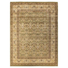 One-of-a-kind Hand Made Traditional Mogul Green Area Rug