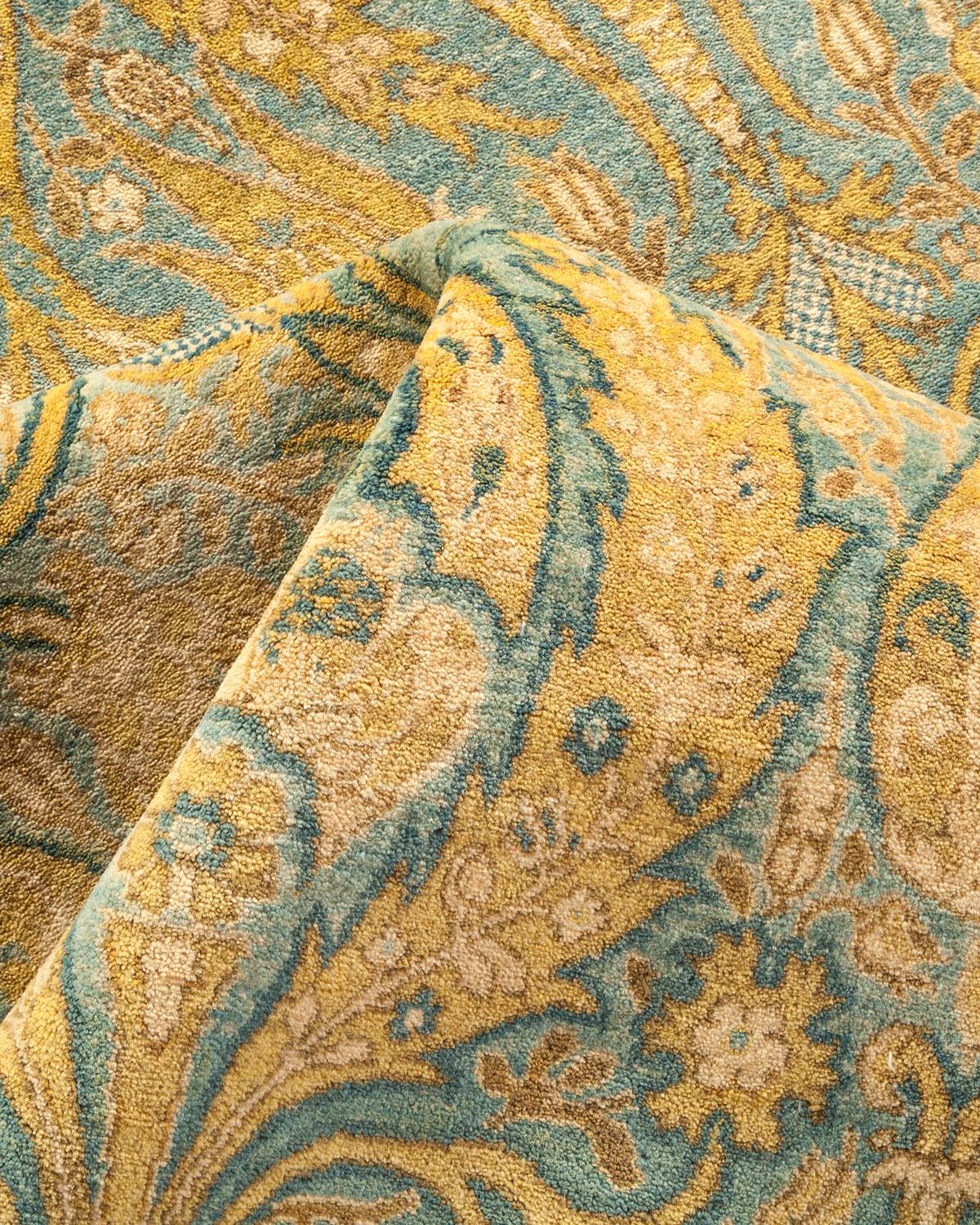 Autre Tapis traditionnel Mogul vert unique fait à la main, unique en son genre en vente