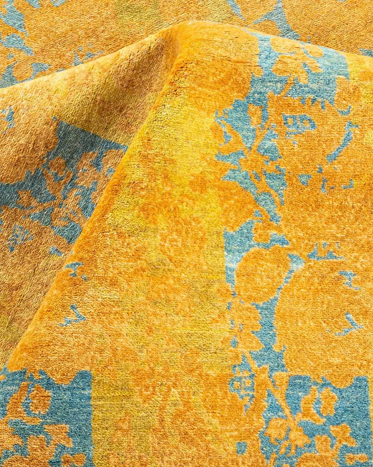 Pakistanais Tapis traditionnel Mogul vert unique fait à la main, unique en son genre en vente