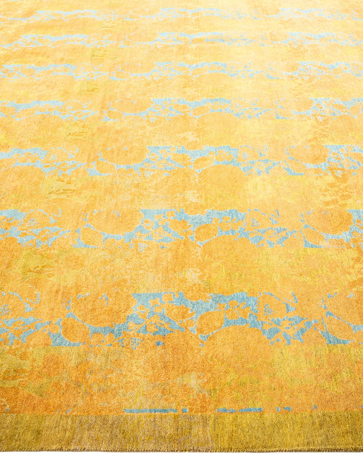XXIe siècle et contemporain Tapis traditionnel Mogul vert unique fait à la main, unique en son genre en vente