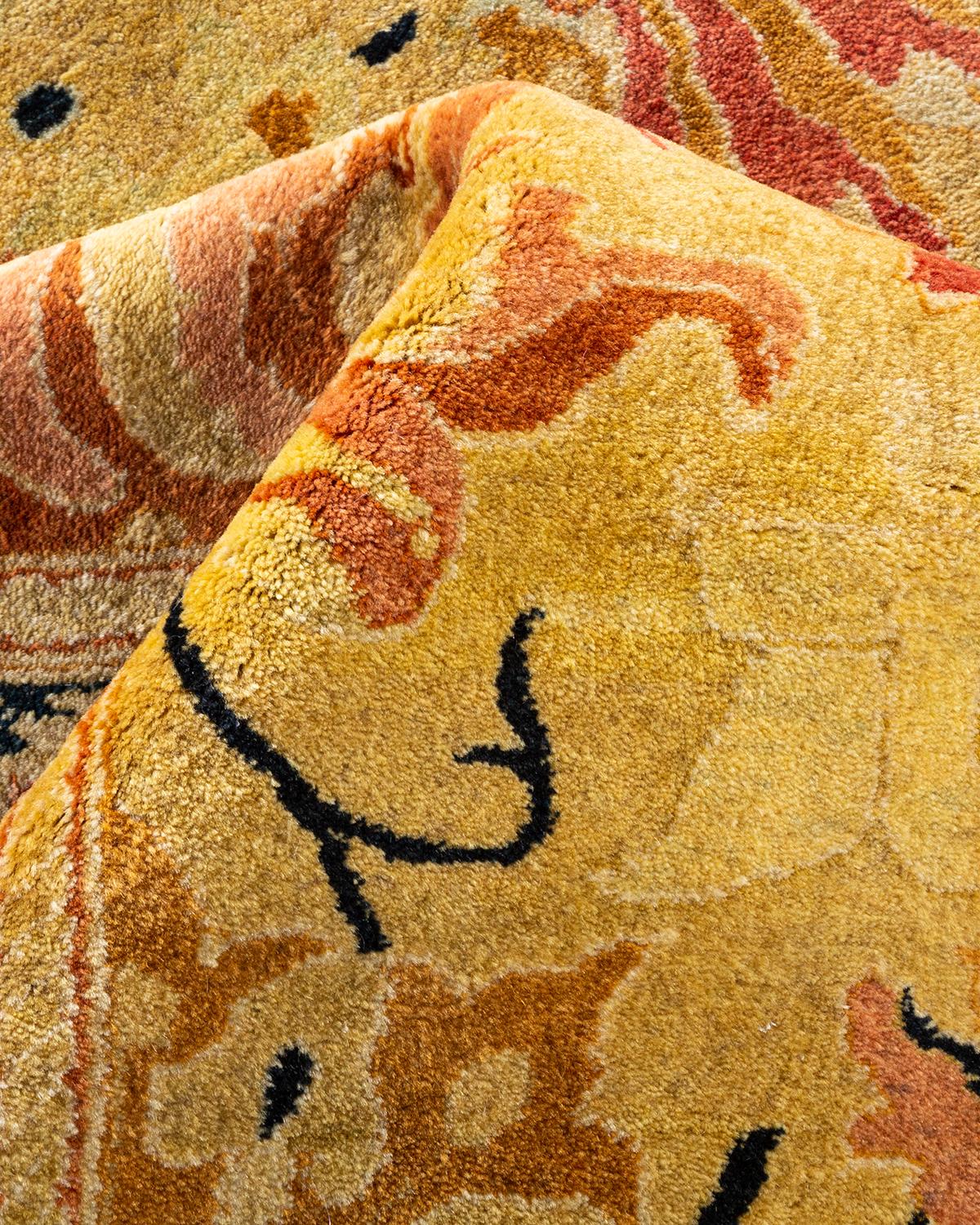 Alfombra tradicional verde Mogul, única en su género, Hand Made Otro en venta