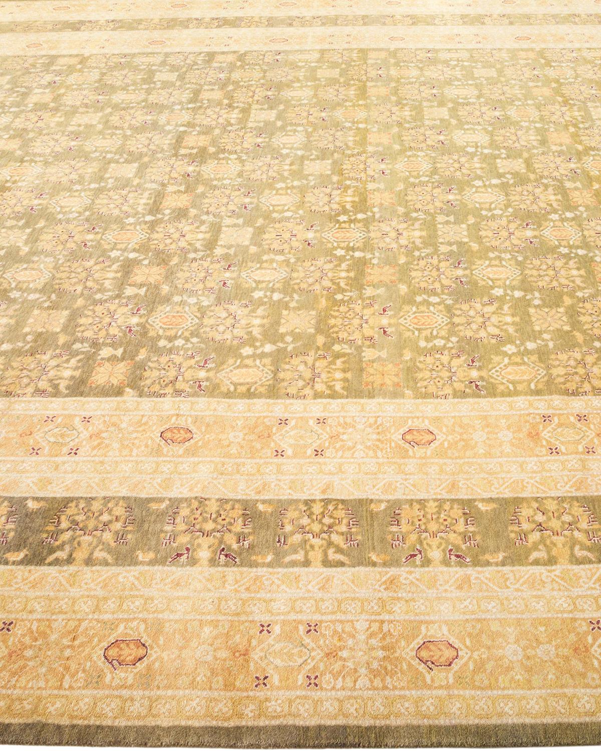 Tapis traditionnel vert moghol unique fait main, unique en son genre Neuf - En vente à Norwalk, CT