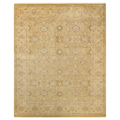 Tapis traditionnel vert moghol unique fait main, unique en son genre