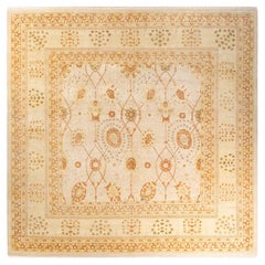 One-of-a-kind Hand Made Traditional Mogul Ivory Area Rug