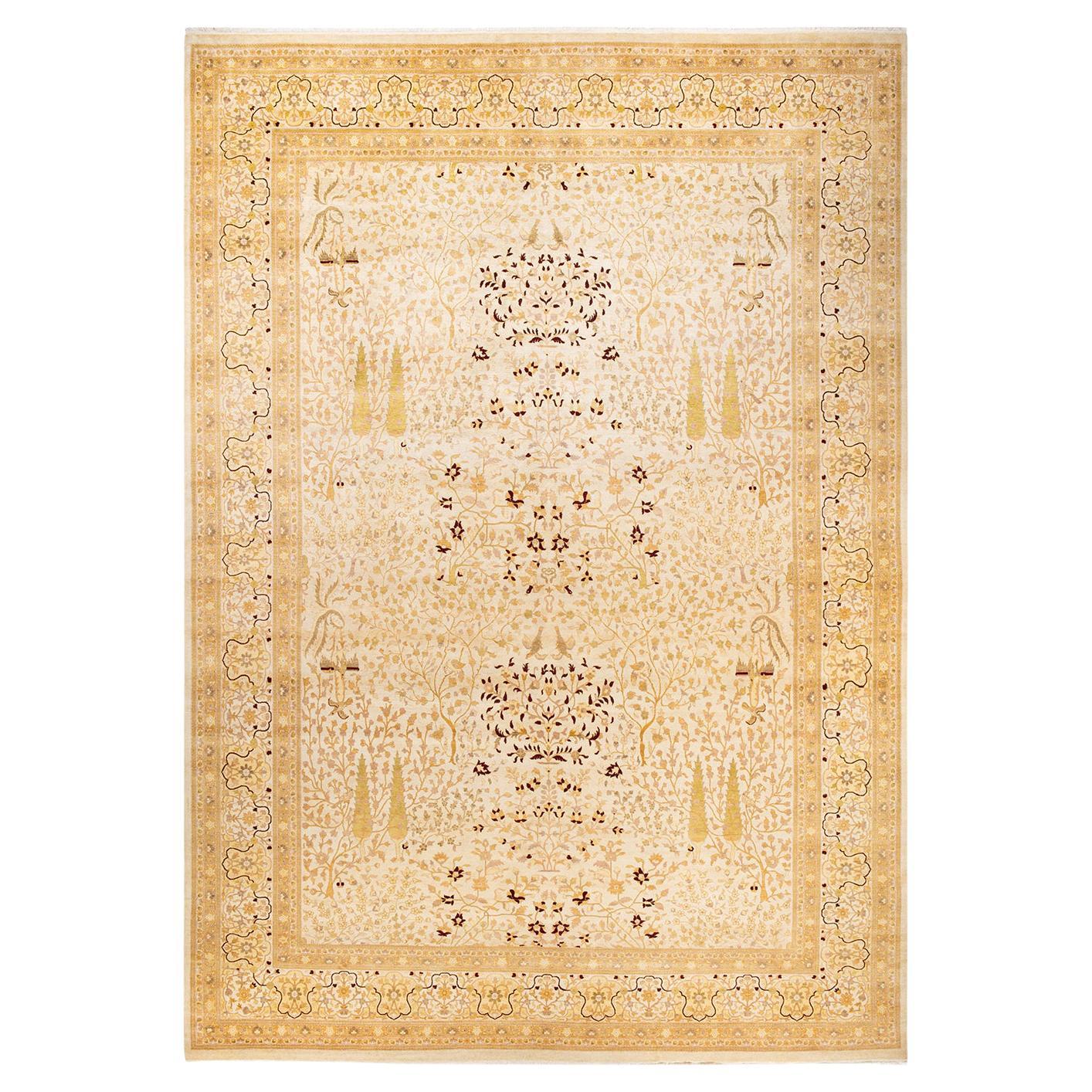 Alfombra tradicional única Hand Made Mogul Marfil