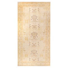 Tapis traditionnel ivoire Mogul unique en son genre fabriqué à la main