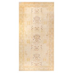 One-Of-A-Kind Hand Made Traditional Mogul Ivory Area Rug