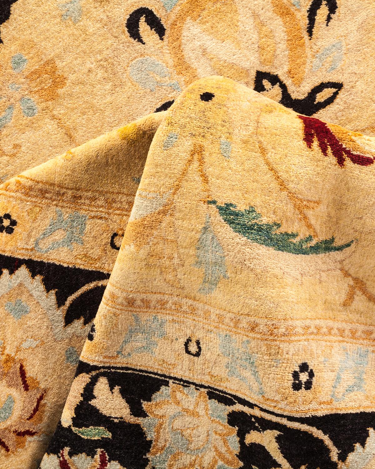 Other One-of-a-Kind Hand Made Traditional Mogul Ivory Area Rug For Sale