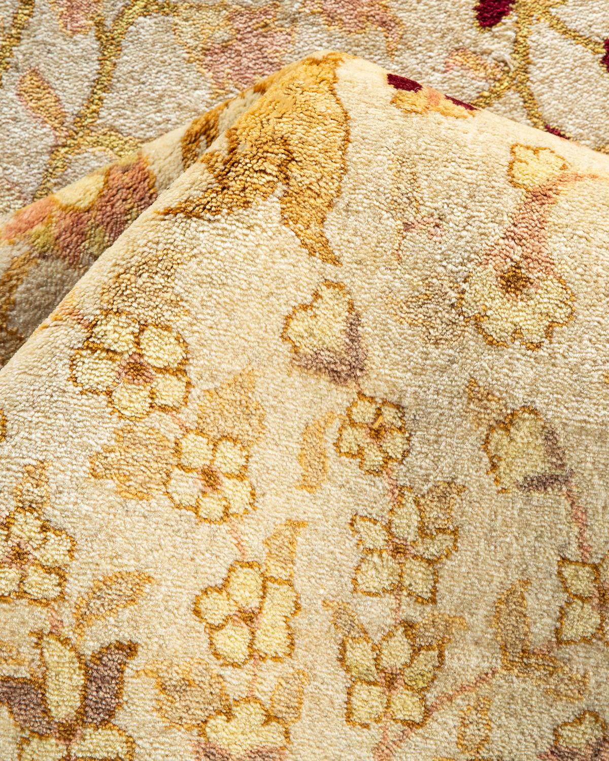 Einzigartiger handgefertigter traditioneller elfenbeinfarbener Mogul-Teppich (Sonstiges) im Angebot