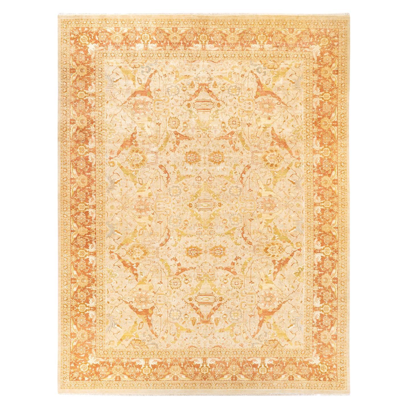 One-of-a-kind Hand Made Traditional Mogul Ivory Area Rug