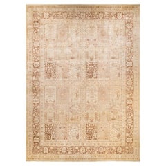 Tapis traditionnel ivoire Mogul unique en son genre fabriqué à la main