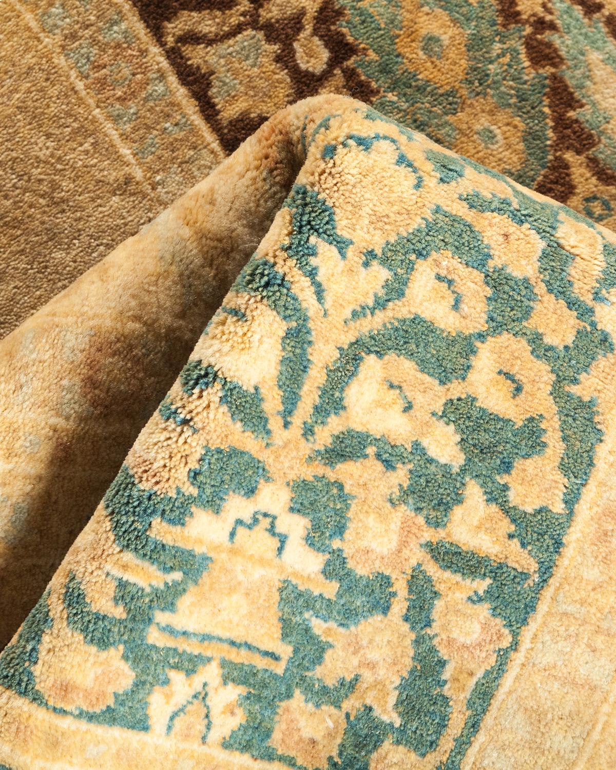 Other One-Of-A-Kind Hand Made Traditional Mogul Ivory Area Rug For Sale