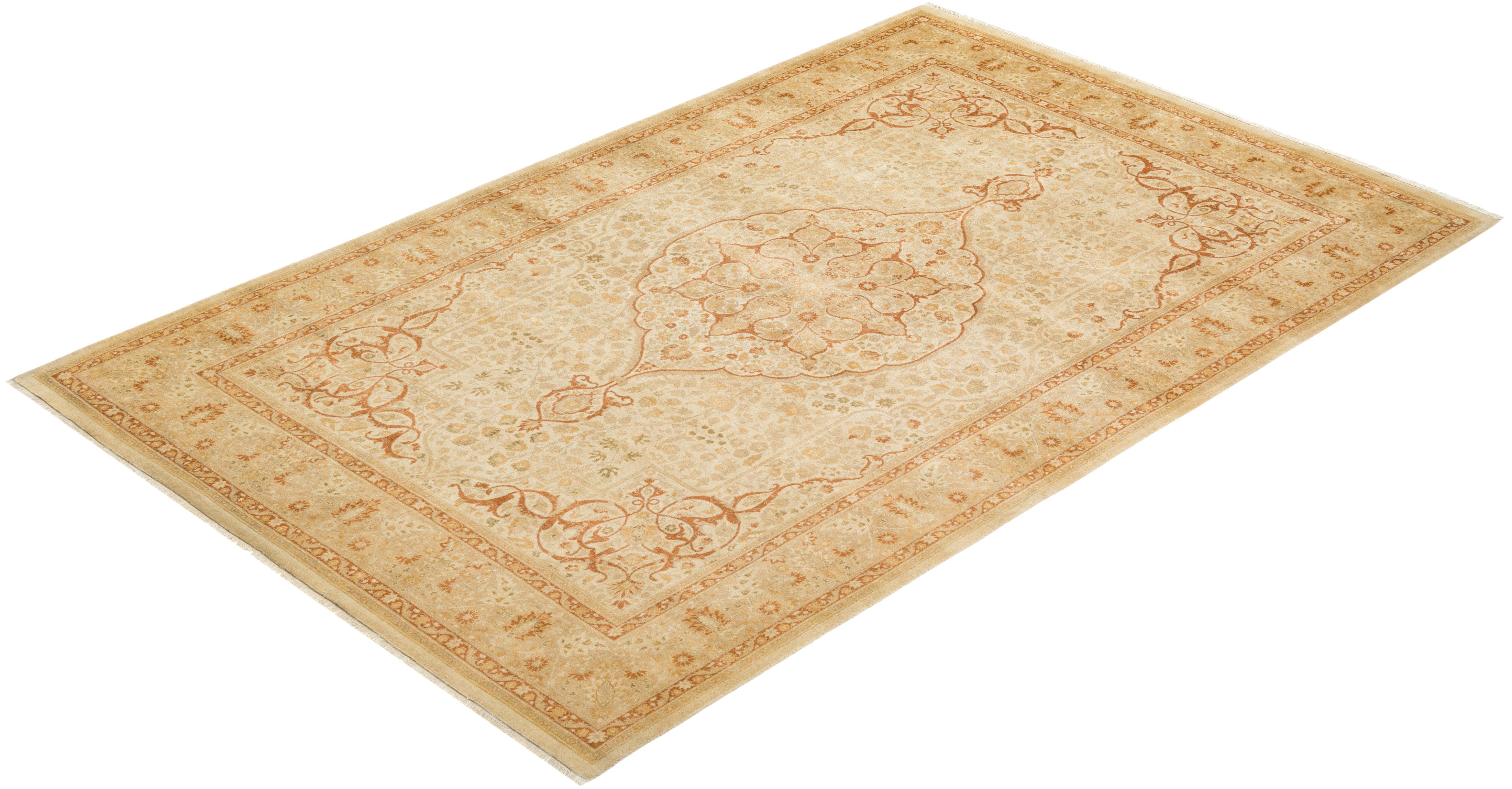 With understated palettes and allover designs, the rugs in the Mogul Collection will bring timeless sophistication to any room. Influenced by a spectrum of Turkish, Indian, and Persian designs, the artisans who handweave these wool rugs imbue
