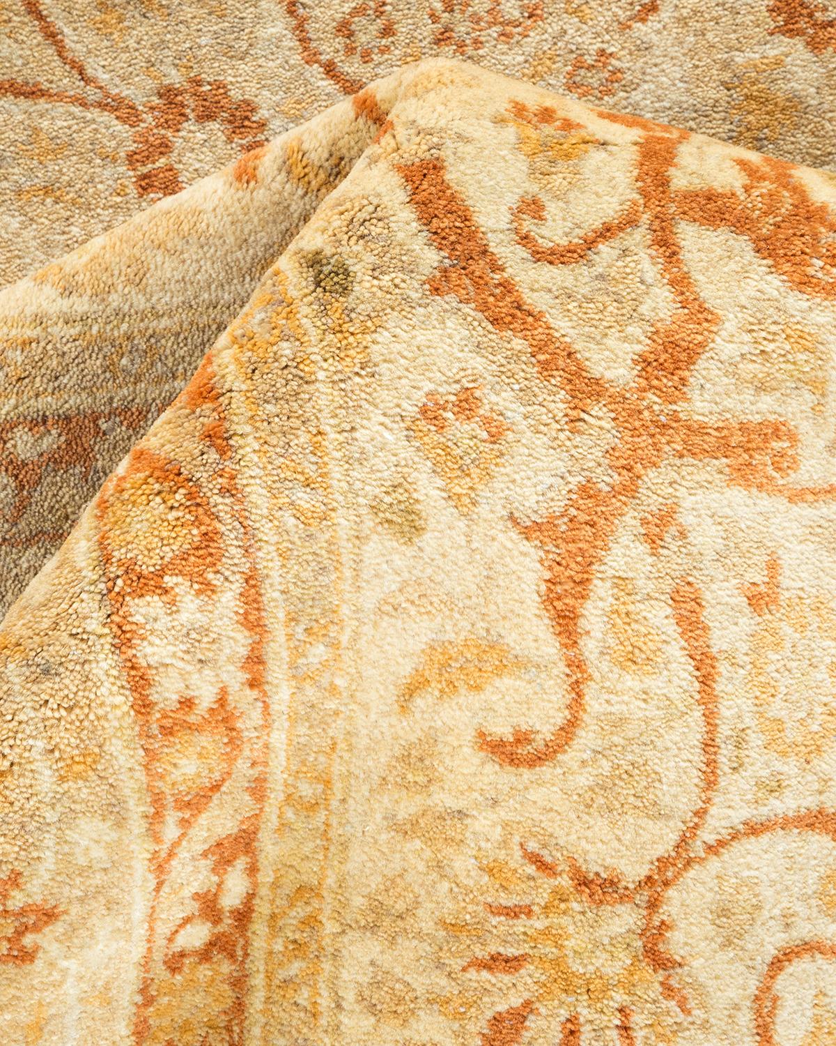 Other One-of-a-Kind Hand Made Traditional Mogul Ivory Area Rug For Sale
