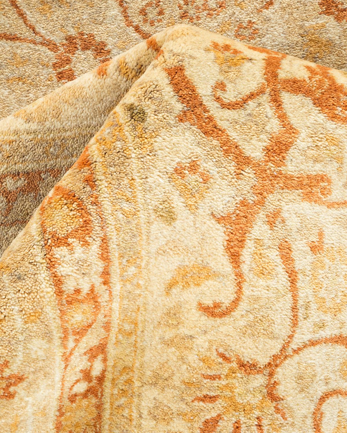 Einzigartiger handgefertigter traditioneller elfenbeinfarbener Mogul-Teppich (Sonstiges) im Angebot