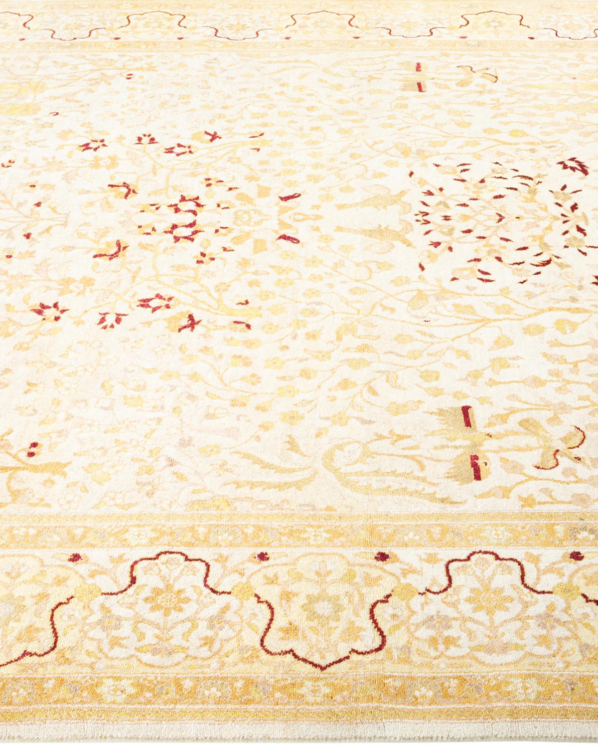 Traditioneller handgefertigter elfenbeinfarbener Mogul-Teppich, Unikat im Zustand „Neu“ im Angebot in Norwalk, CT
