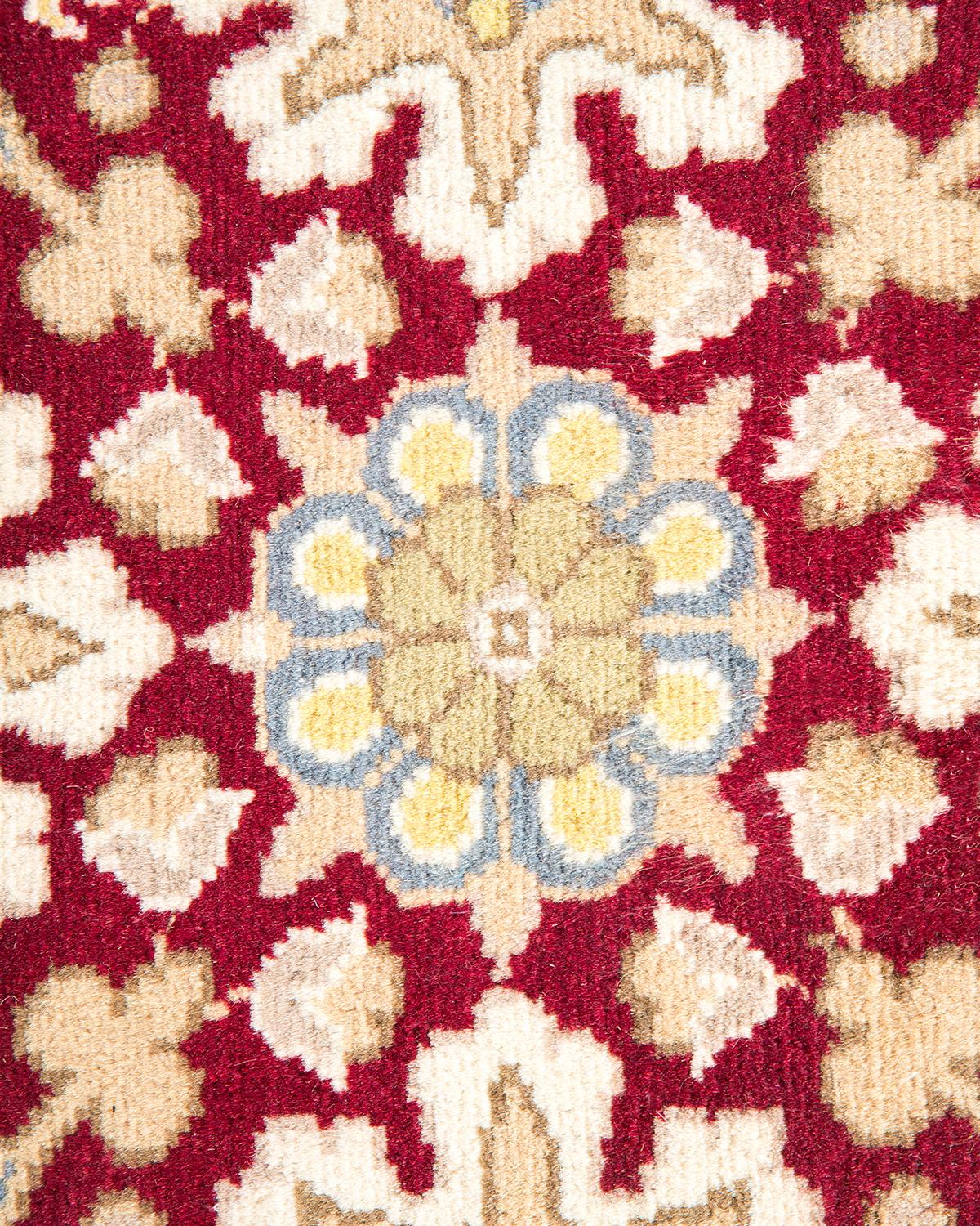 Contemporary One-of-a-kind Hand Made Traditional Mogul Ivory Area Rug For Sale