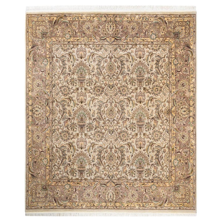 Ivory Rug Handmade One-Of-A-Kind Hand Made Traditional Mogul Ivory Area Rug For Sale at ...