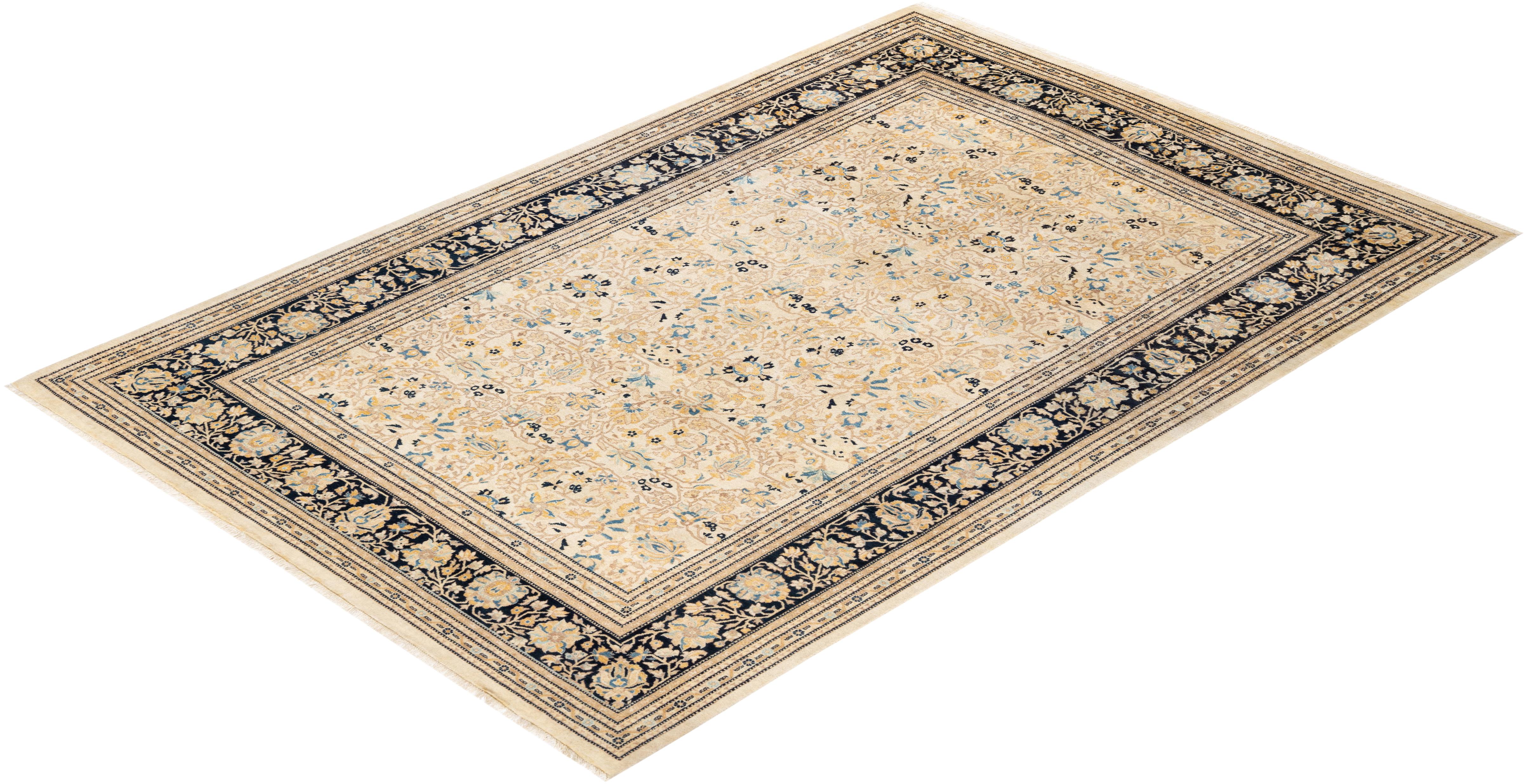 Alfombra tradicional única Hand Made Mogul marfil Anudado a mano en venta