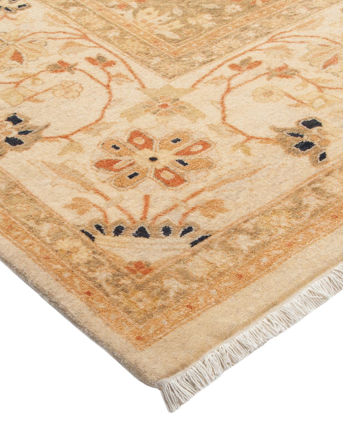 Laine Tapis traditionnel ivoire Mogul unique en son genre fabriqué à la main en vente
